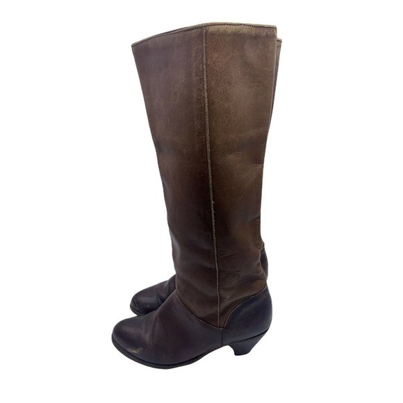 Frye 22169 Size 7 M Authentic Brown Leather Low Heel Mid Calf Boots - Picture 5 of 12